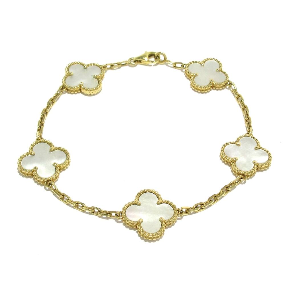 Van Cleef & Arpels Vintage Alhambra Bracelet 18K Yellow Gold Mother of Pearl